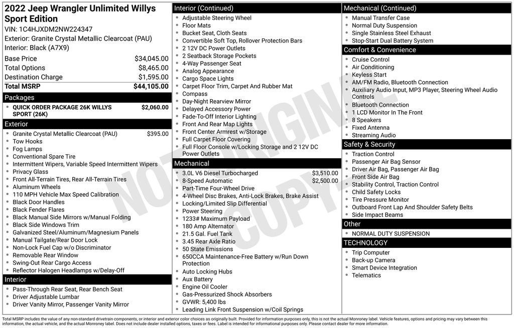 2022 Jeep Wrangler Unlimited Willys Sport 4x4