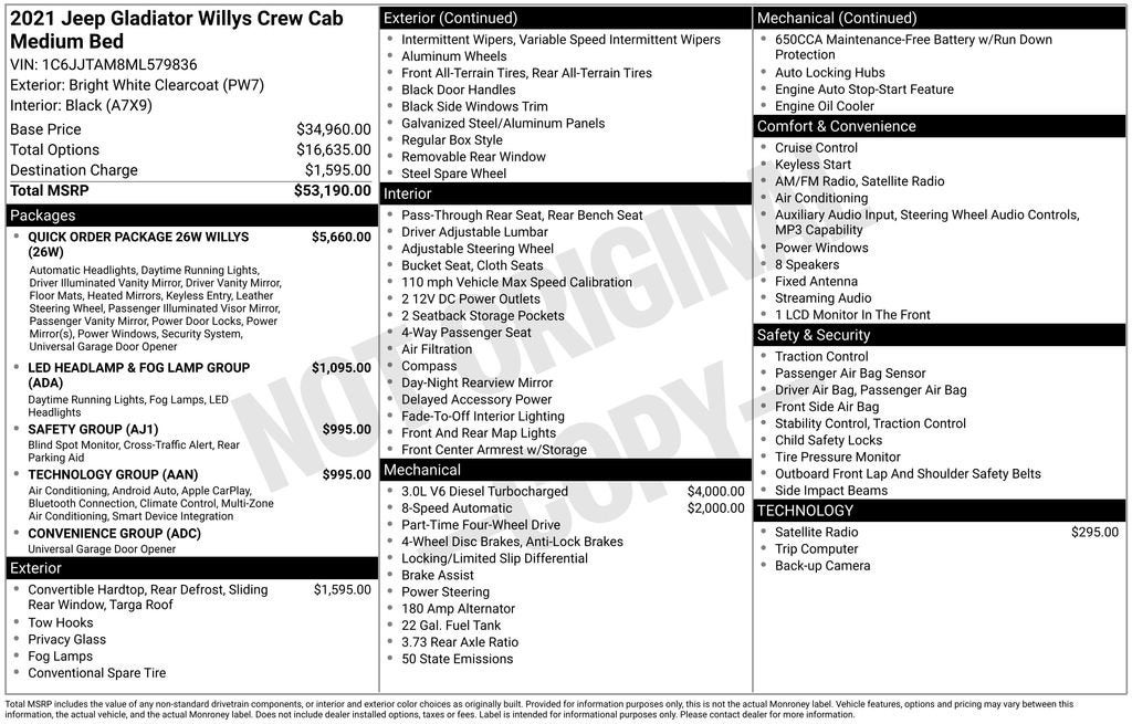 2021 Jeep Gladiator Willys