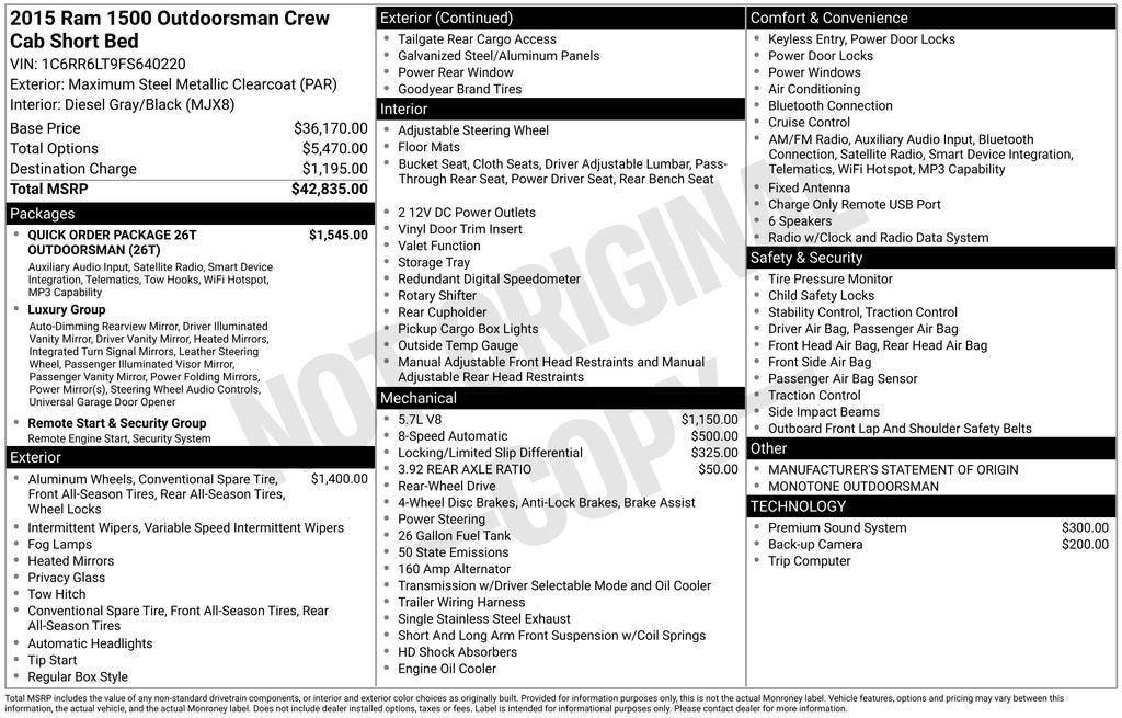 2015 RAM 1500 Outdoorsman