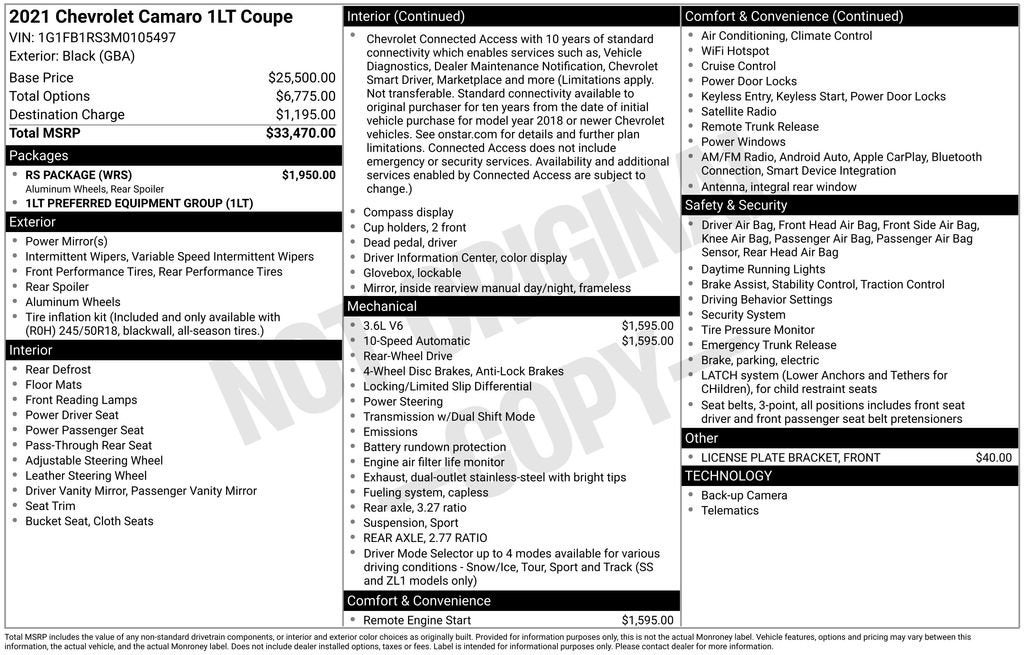 2021 Chevrolet Camaro 1LT