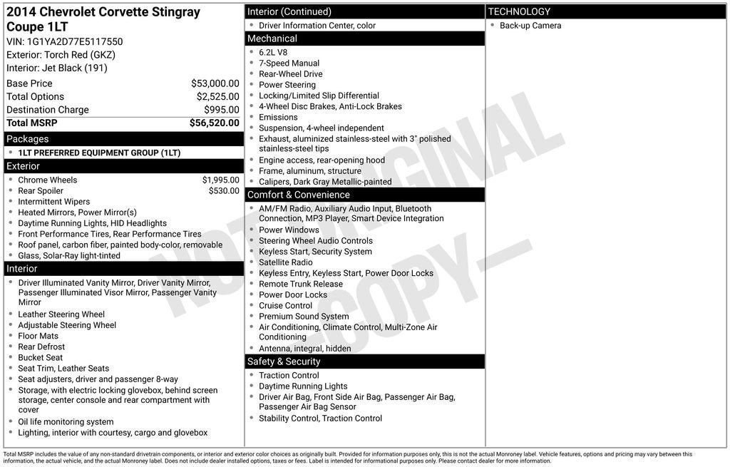 2014 Chevrolet Corvette Stingray 1LT