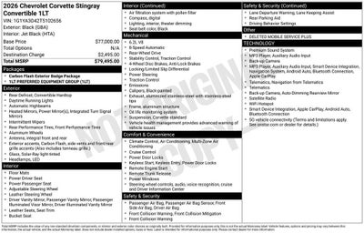 2026 Chevrolet Corvette Stingray 1LT