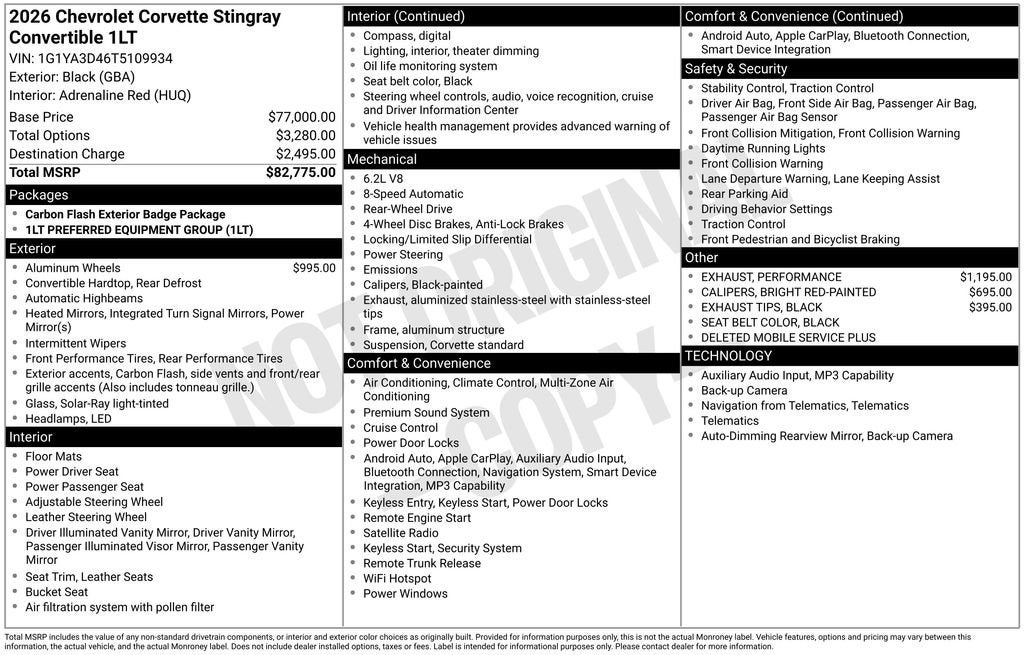 2026 Chevrolet Corvette Stingray 1LT