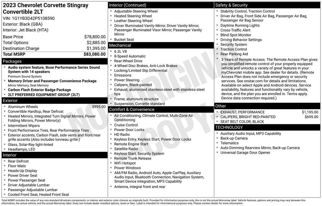 2023 Chevrolet Corvette Stingray 2LT