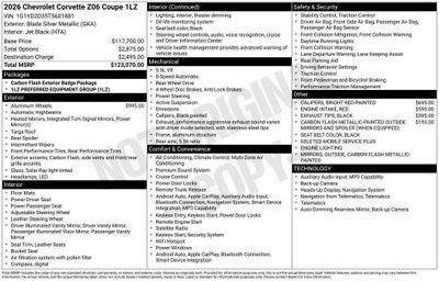 2026 Chevrolet Corvette Z06 1LZ