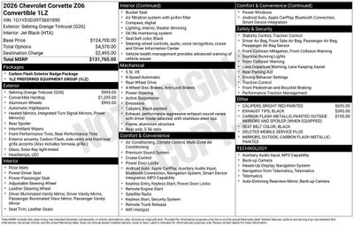 2026 Chevrolet Corvette Z06 1LZ