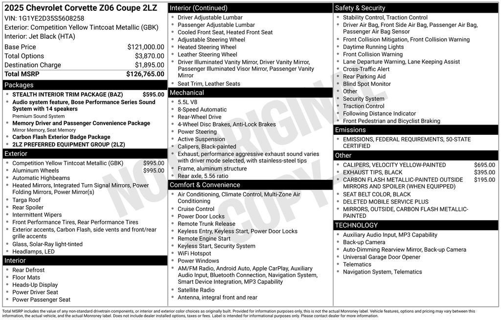 2025 Chevrolet Corvette Z06 2LZ