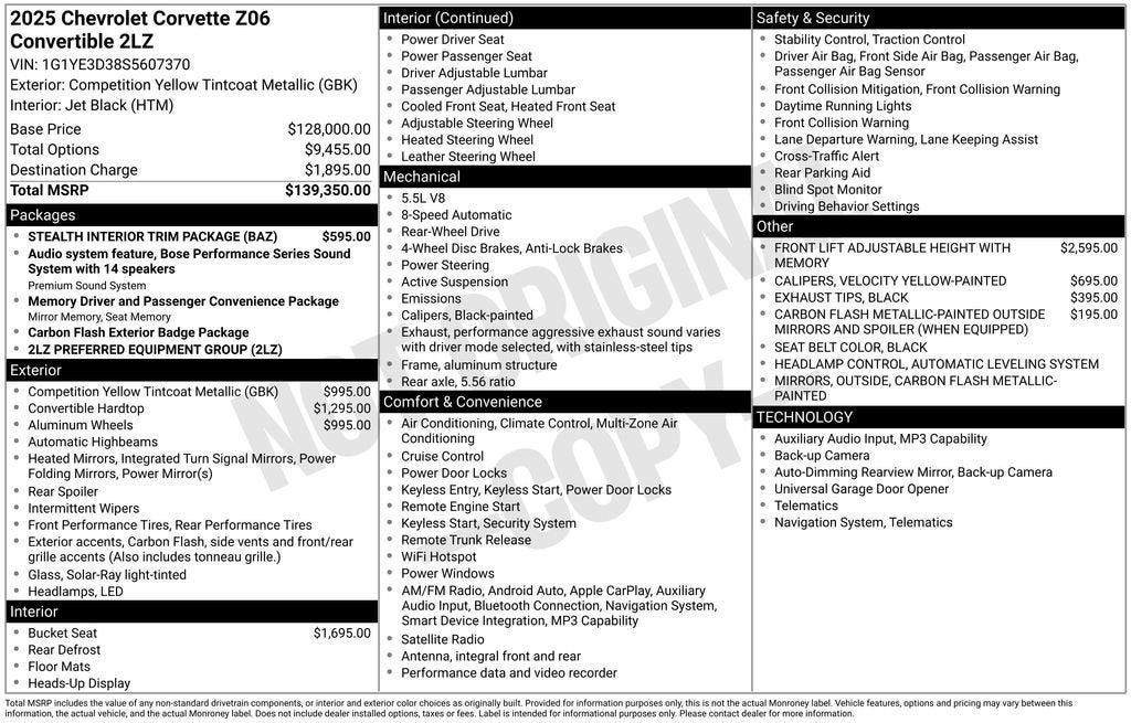 2025 Chevrolet Corvette Z06 2LZ