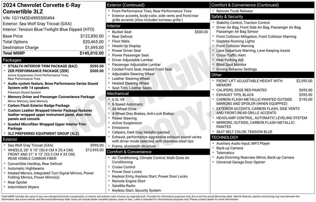 2024 Chevrolet Corvette E-Ray 3LZ