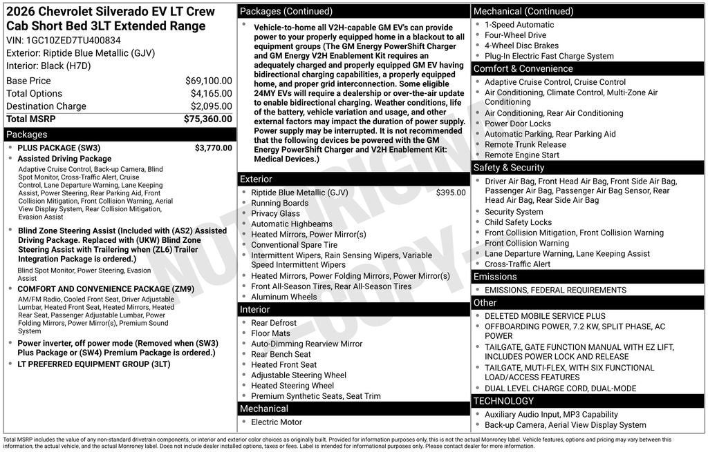 2026 Chevrolet Silverado EV LT - Extended Range