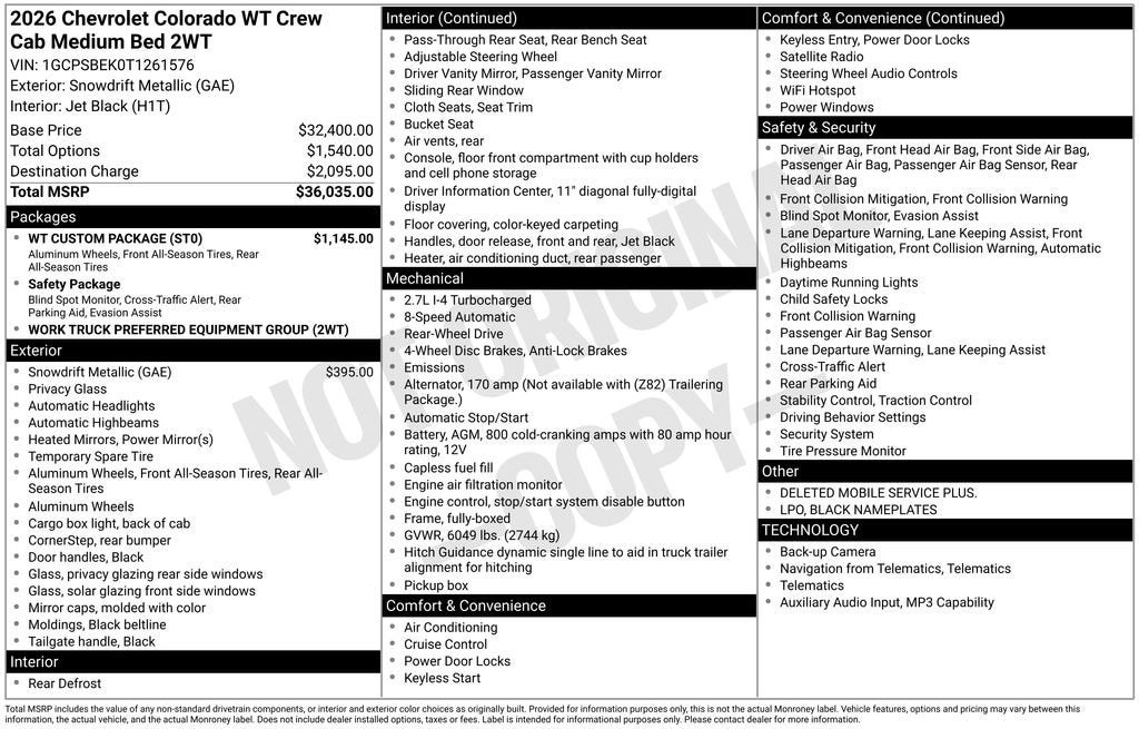 2026 Chevrolet Colorado WT
