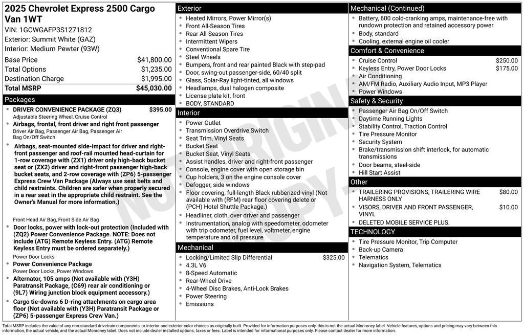 2025 Chevrolet Express Cargo 2500 WT
