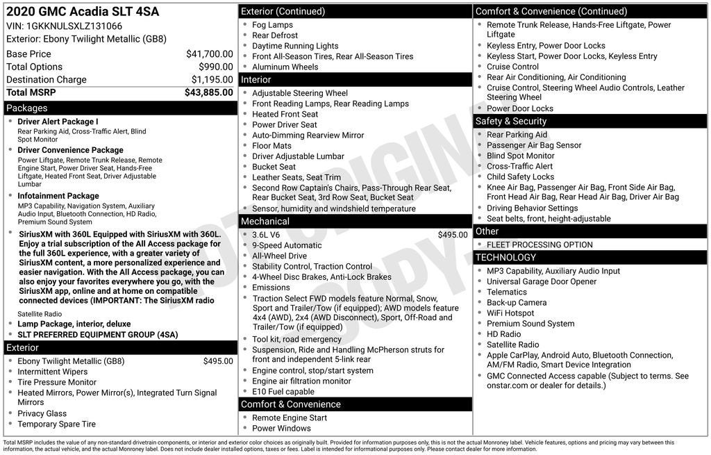 2020 GMC Acadia SLT