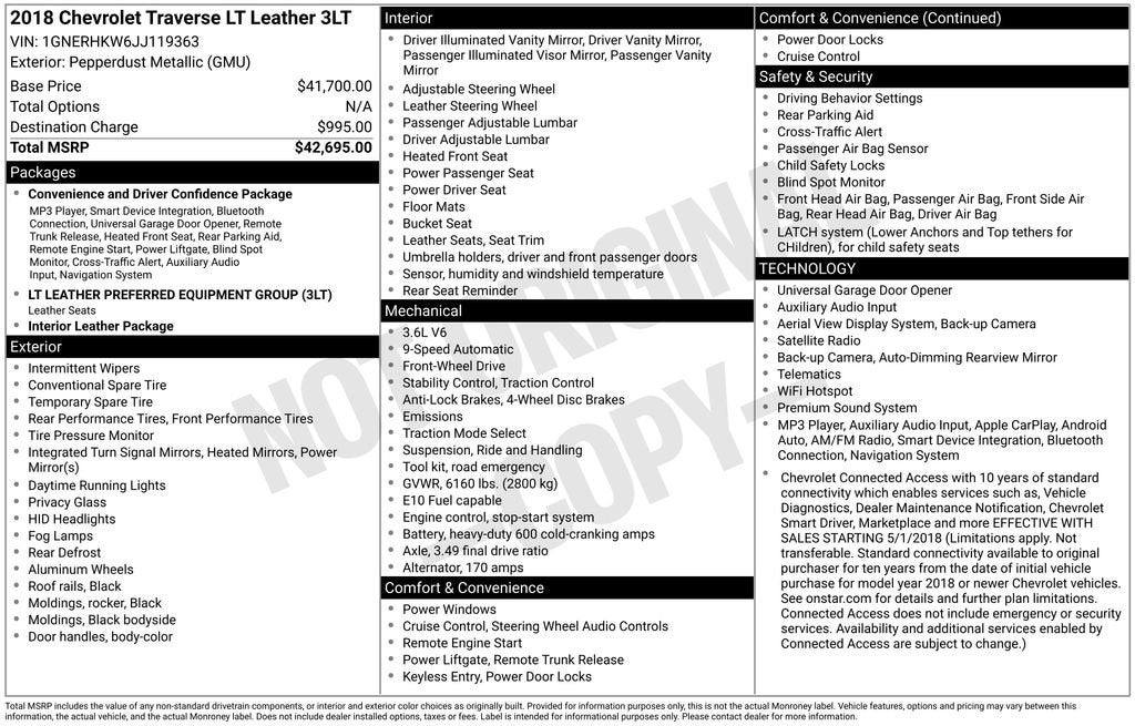 2018 Chevrolet Traverse LT Leather