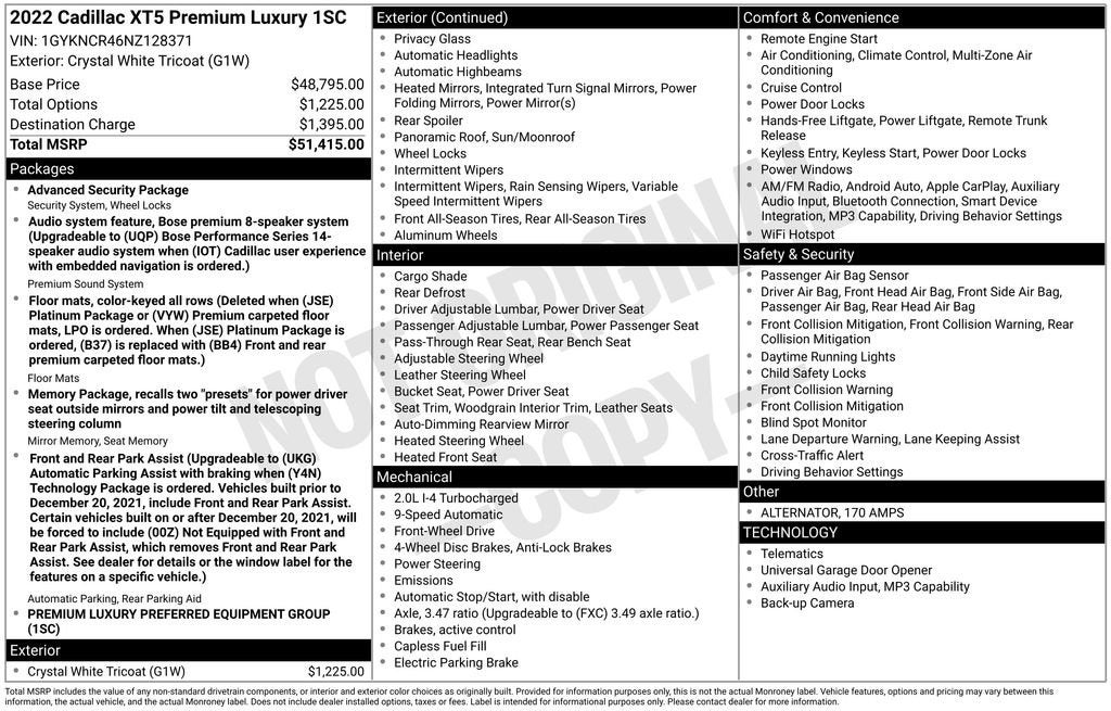 2022 Cadillac XT5 Premium Luxury