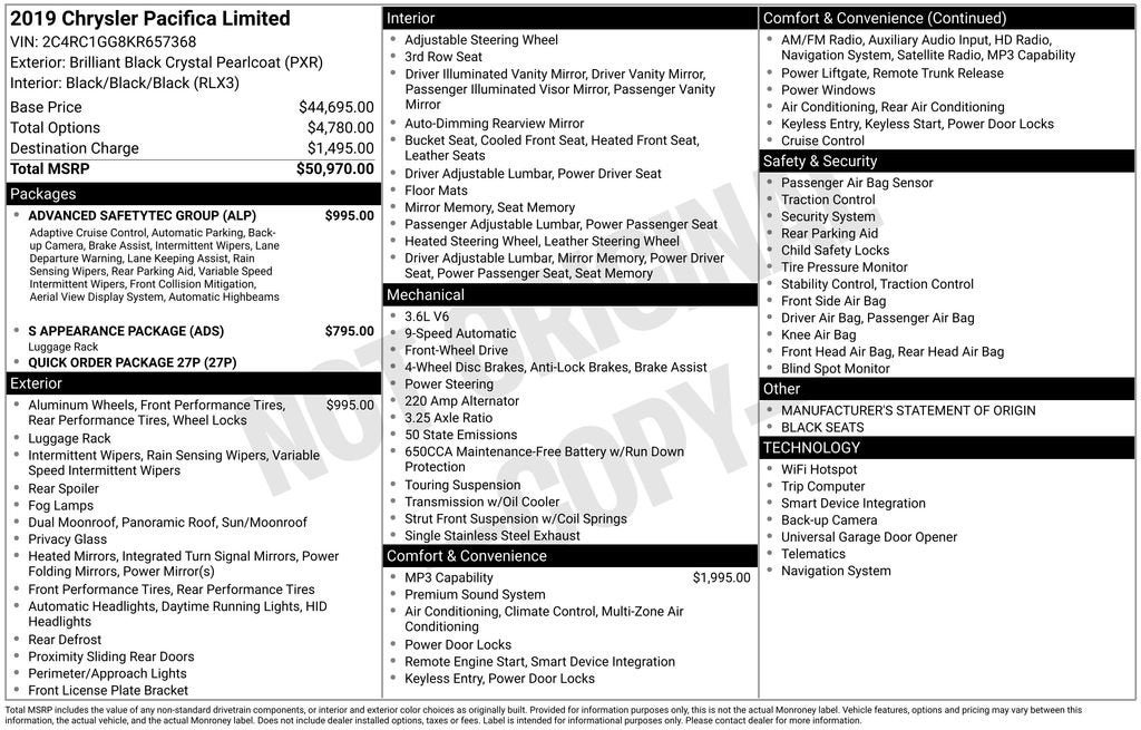 2019 Chrysler Pacifica Limited