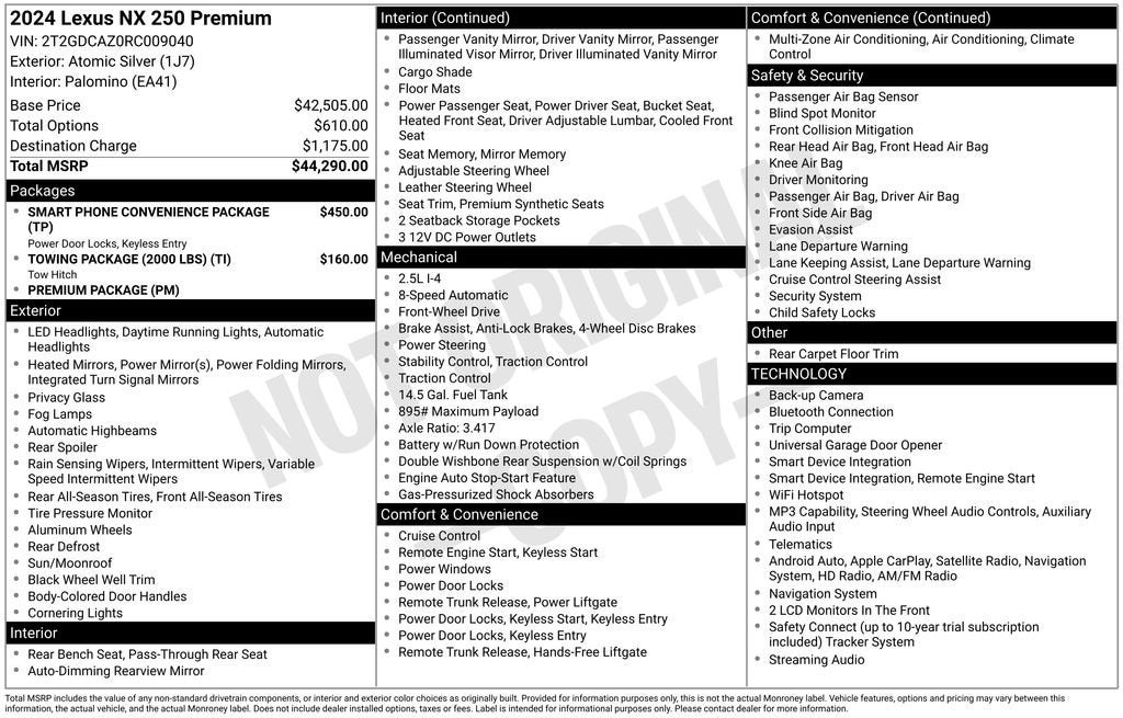 2024 Lexus NX NX 250 Premium