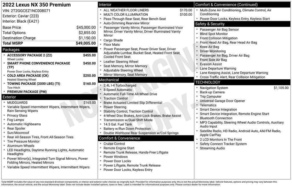 2022 Lexus NX NX 350 Premium