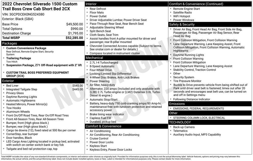 2022 Chevrolet Silverado 1500 Custom Trail Boss