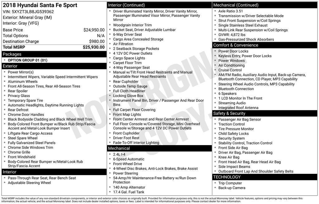 2018 Hyundai Santa Fe Sport 2.4L