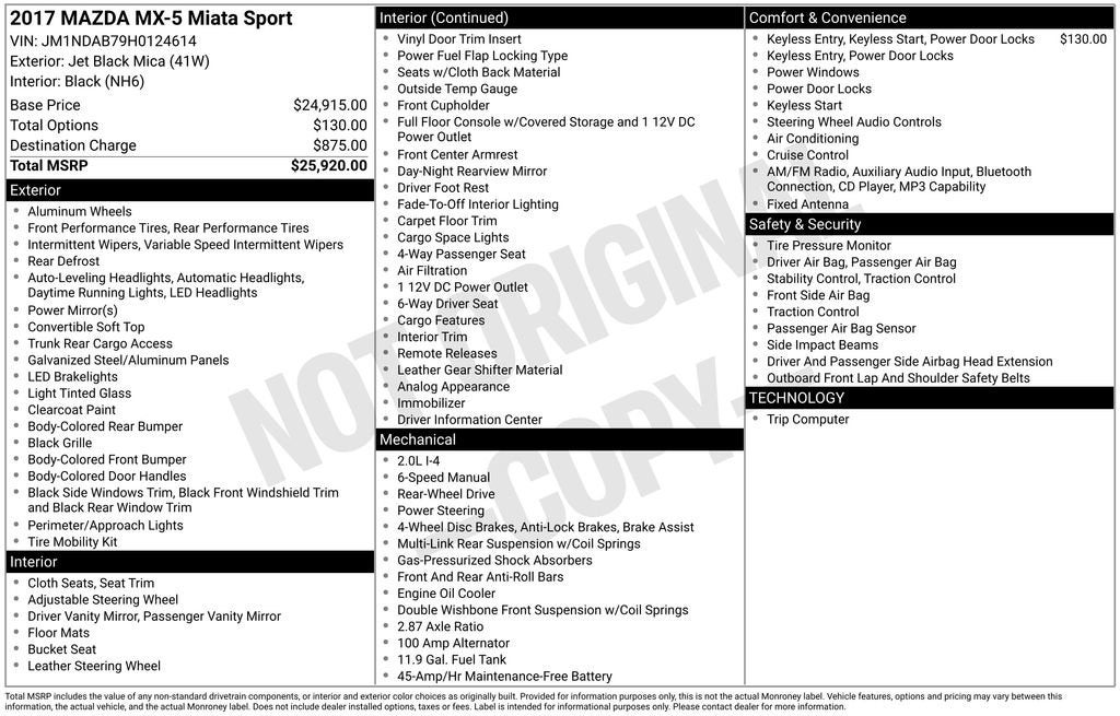 2017 Mazda Mazda MX-5 Miata Sport