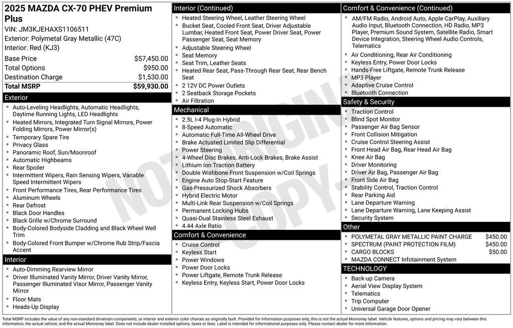 2025 Mazda Mazda CX-70 PHEV Premium Plus Package