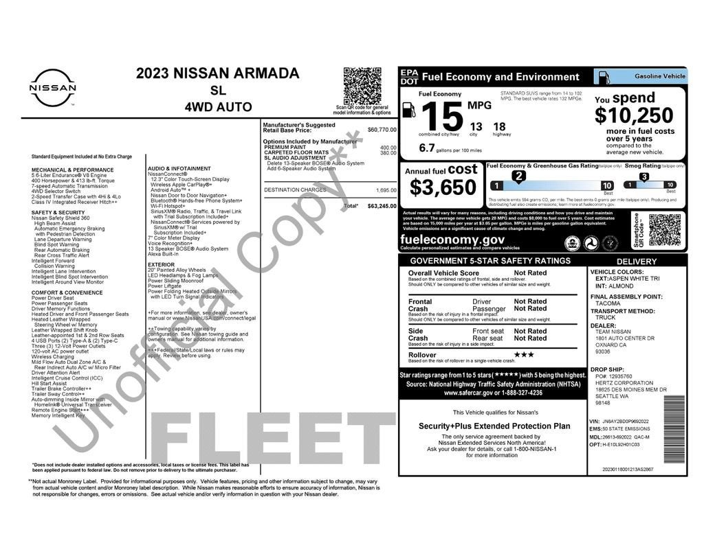 2023 Nissan Armada SL 4WD
