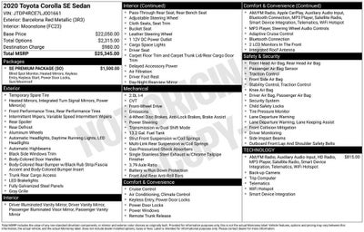 2020 Toyota Corolla SE