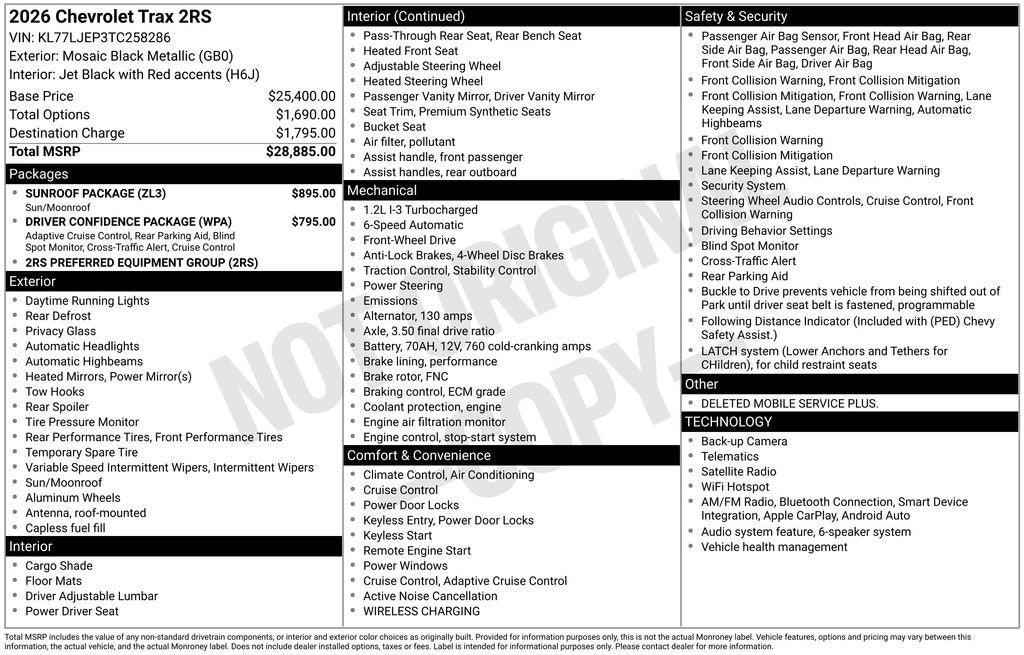 2026 Chevrolet Trax 2RS
