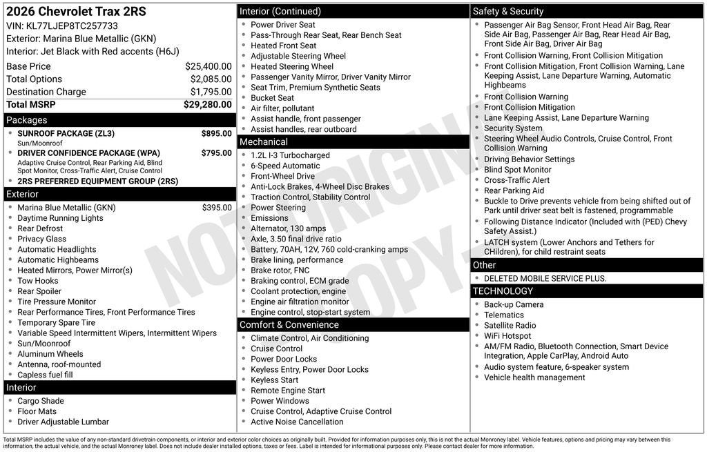 2026 Chevrolet Trax 2RS