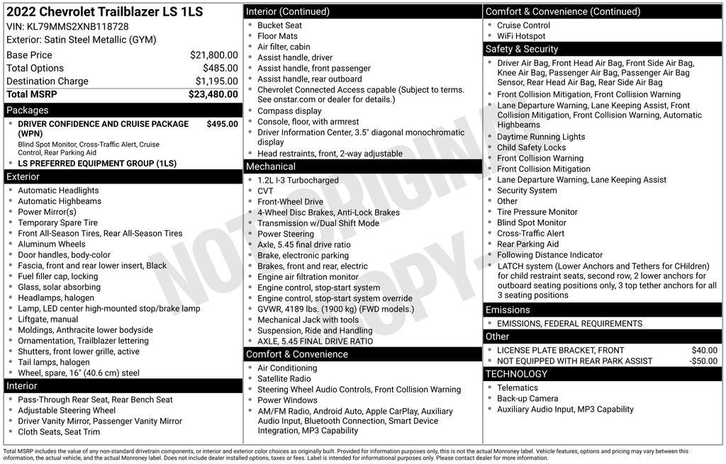 2022 Chevrolet Trailblazer LS
