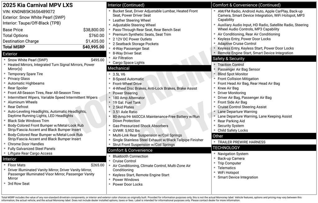2025 Kia Carnival MPV LXS