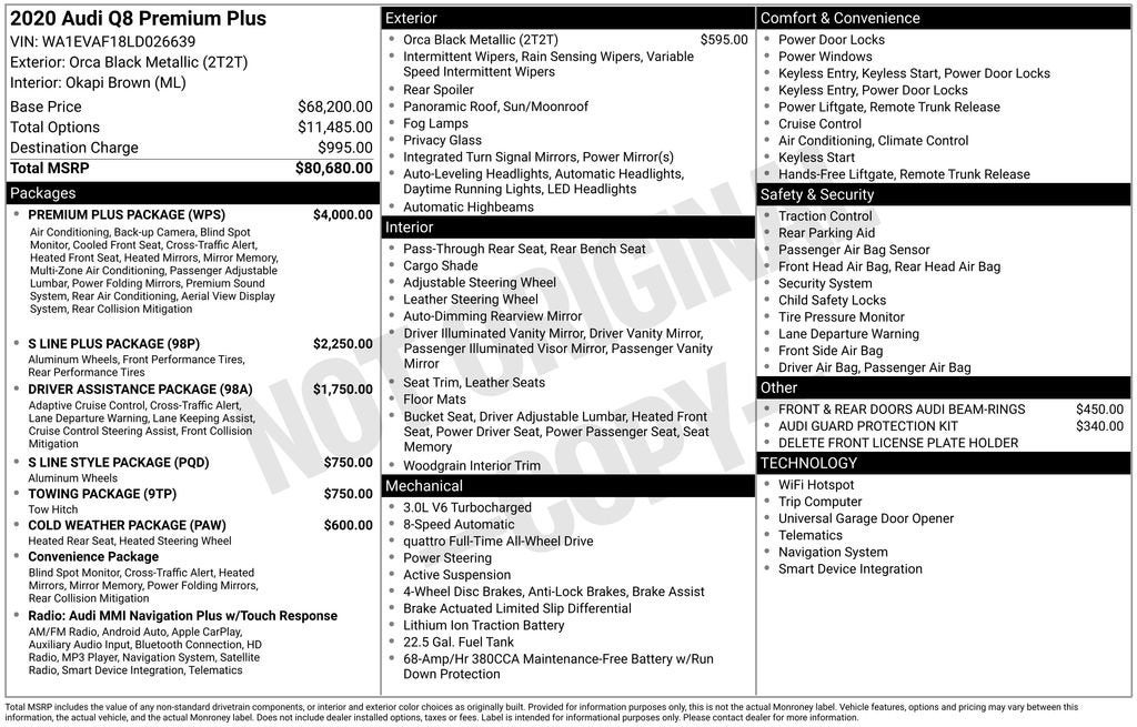 2020 Audi Q8 Premium Plus