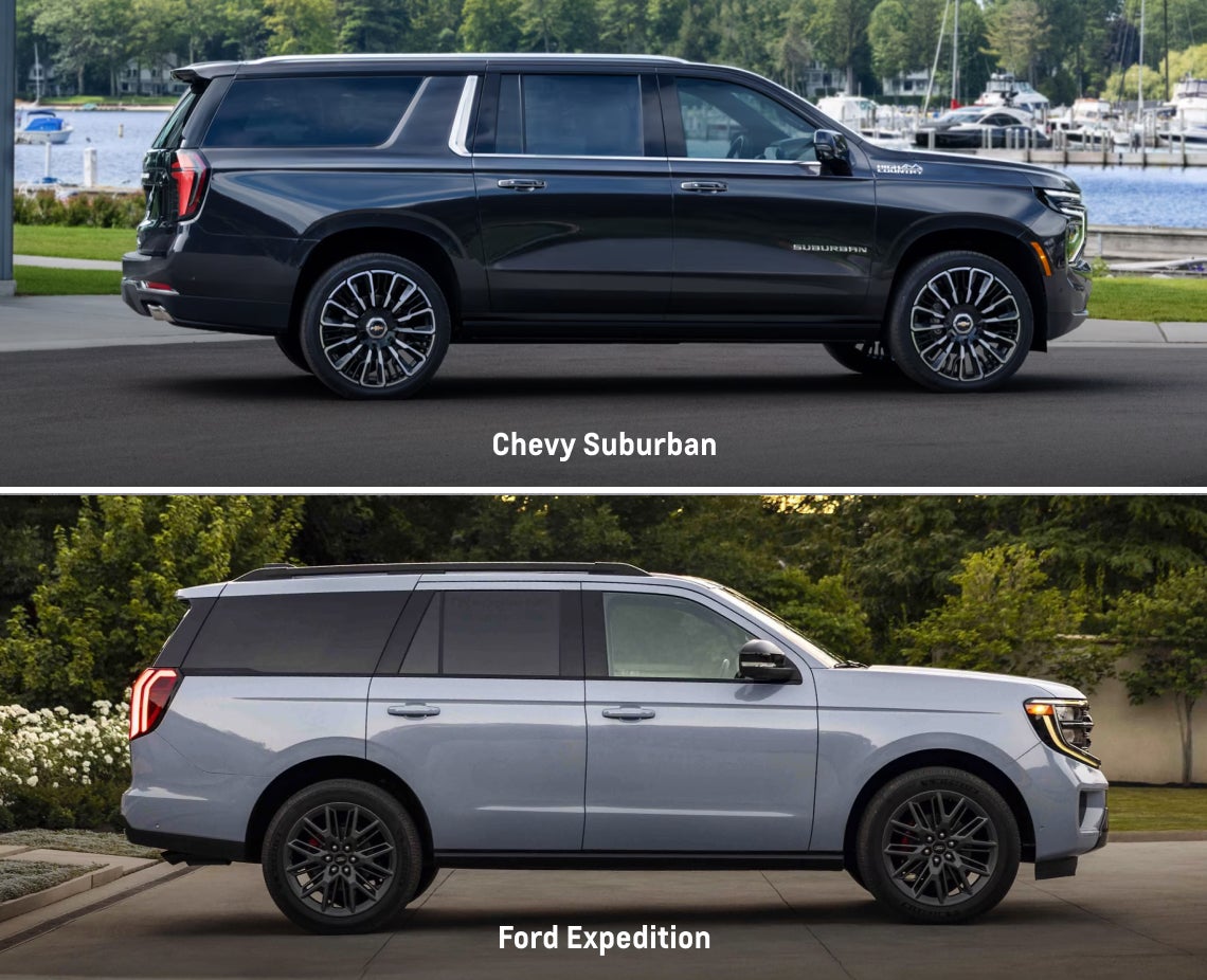 2025 Chevy Suburban vs. 2025 Ford Expedition MAX Size & Dimensions